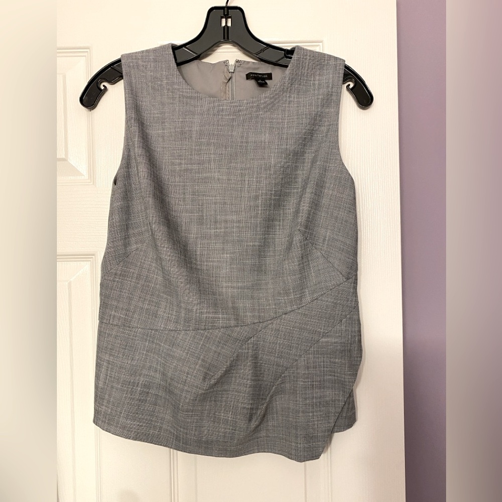 Ann Taylor Gray Asymmetrical Blouse